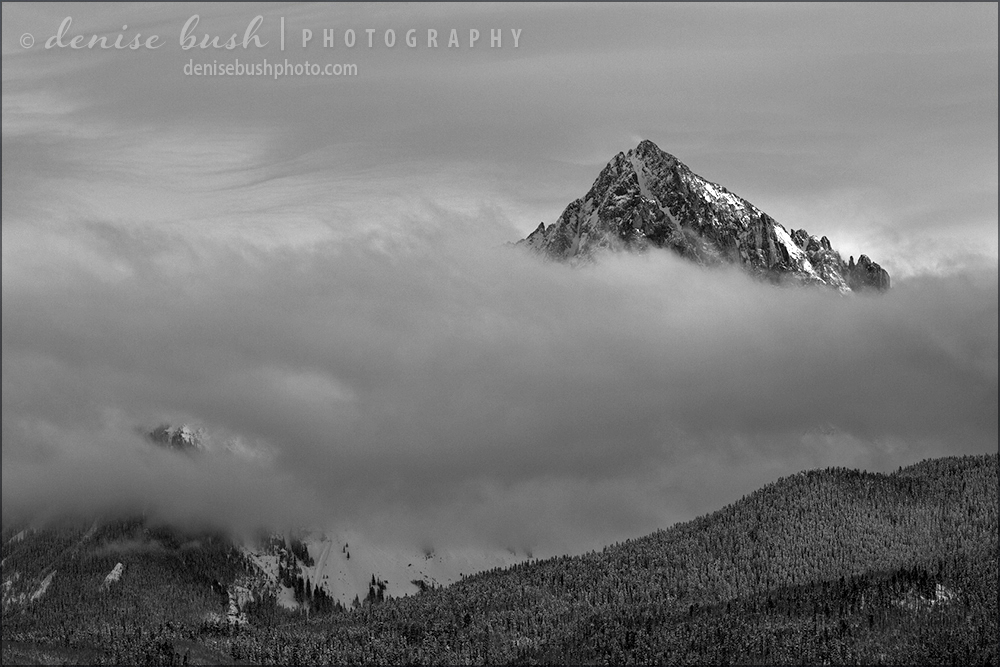 Lifting clouds create dramatic winter scenes in the mountains of Colorado.